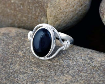 Black Onyx Gemstone Ring 925 Sterling Silver Jewelry Gift Black Onyx Silver Ring Everyday Ring For Him December Birthstone Jewelry Gift