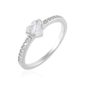 Solitaire Heart Cz Diamond Ring 925 Sterling Silver Crystal Ring Cubic Zirconia Diamond Engagement/Wedding Ring Jewelry Gift For Mother