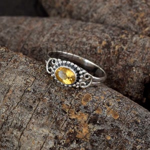Yellow Citrine 925 Sterling Silver Ring Gemstone Crystal Ring November Birthstone Statement Ring Handmade Silver Jewelry Thanksgiving Gift
