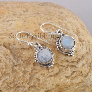Rainbow Moonstone Earrings 925 Silver Gemstone Earrings June Birthstone Jewelry For Her Boho Earrings For Women Moonstone Dangle Earrings