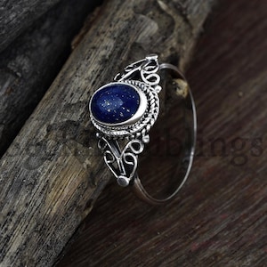 Handmade Lapis Lazuli Ring 925 Sterling Silver Rings, High Polish Jewelry, Vampire Diaries Inspired, Elena Daylight Ring
