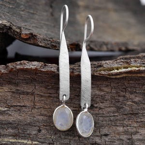 Long Moonstone Earrings 925 Sterling Silver Dangle Earrings Perfect Valentines Gift Elegant Earrings for Her Jewelry for Mothers Day Gift