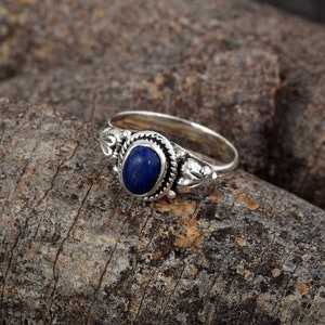 Blue Lapis Lazuli Ring 925 Sterling Silver Jewelry Lapis Lazuli Jewelry Statement Ring Boho Ring for Women September Birthstone Jewelry Gift