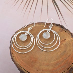 Rainbow Moonstone Gemstone Silver Earrings June Birthstone Jewelry Gift Boho Moonstone Earrings Thanksgiving Gift Handmade Blue Earrings