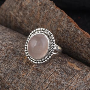Rose Quartz Ring Pink Gemstone Silver Jewelry Gift Rose Quartz Ring, 925 Sterling Silver Ring, Birthstone Ring, Handmade Ring Statement Ring