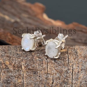 Natürliche Mondstein Ohrringe, 925 Sterling Silber Ohrring, Mondstein Ohrstecker, Regenbogen Mondstein Ohrringe, Boho Ohrringe, täglich tragen Ohrringe