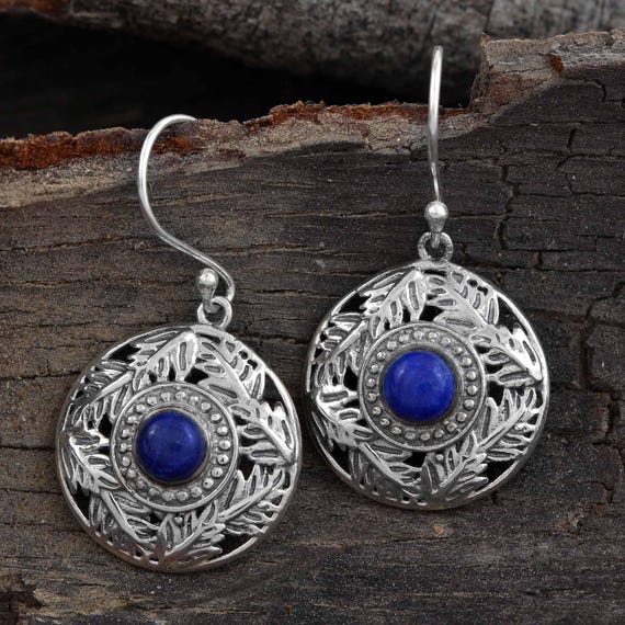 Orecchini Pendenti Boho Donna In Argento 925 - Pietre Naturali Agata, Lapislazzuli, Onice - Fatte A Mano In India, Regalo Unico