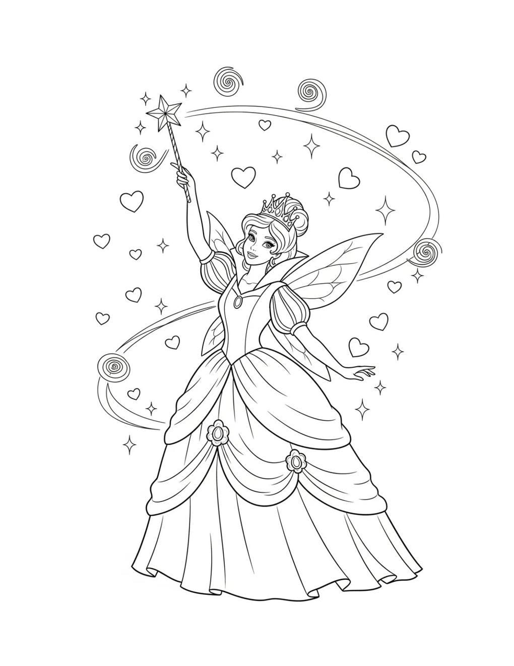 Princess Coloring Page - Etsy