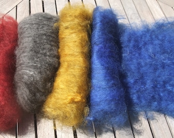 Gotland Wool Batts, Natural and Dyed