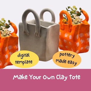 Clay Tote Bag Pottery Template | PDF Template for Air-Dry and Fired Clay | Ceramic Shopping Bag Template | Guides & Video Tutorial