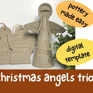 Ceramic Angels Trio Design Tutorial. Easy Slab Pottery Template Project image 6