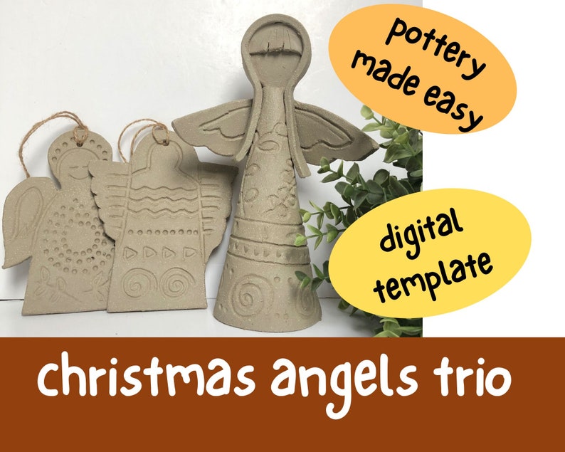 Ceramic Angels Trio Design Tutorial. Easy Slab Pottery Template Project image 6