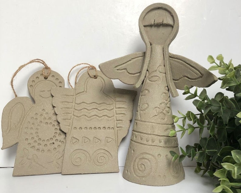 Ceramic Angels Trio Design Tutorial. Easy Slab Pottery Template Project image 3