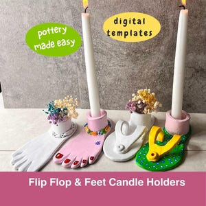 Flip Flop & Feet Candle Holder Pottery Template | PDF Template - Air-Dry or Fired Clay | Ceramic Template | Guides and Video Tutorial