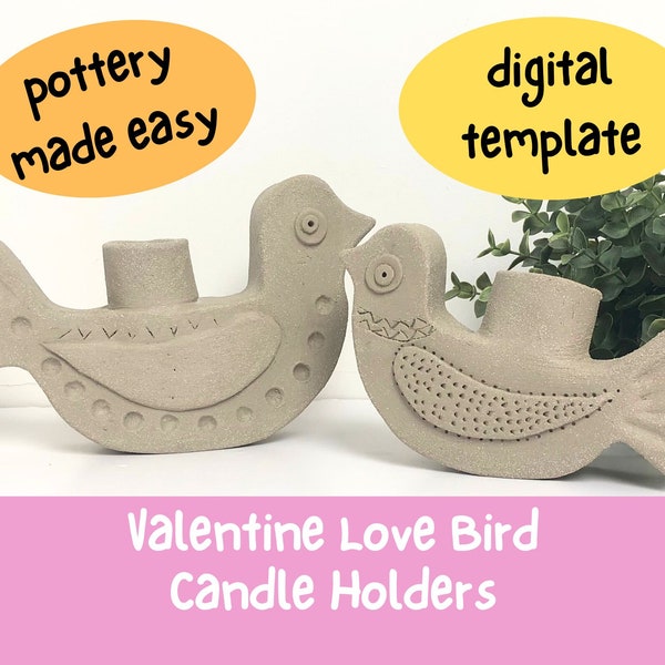 Ceramics Love Bird Candle Holders | Valentine DIY | Ceramics | Pottery at Home | Valentine Gifts for Her | Pottery Template | Pottery Ideas