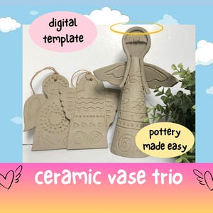 Ceramic Angels Trio Design Tutorial.  Easy Slab Pottery Template Project