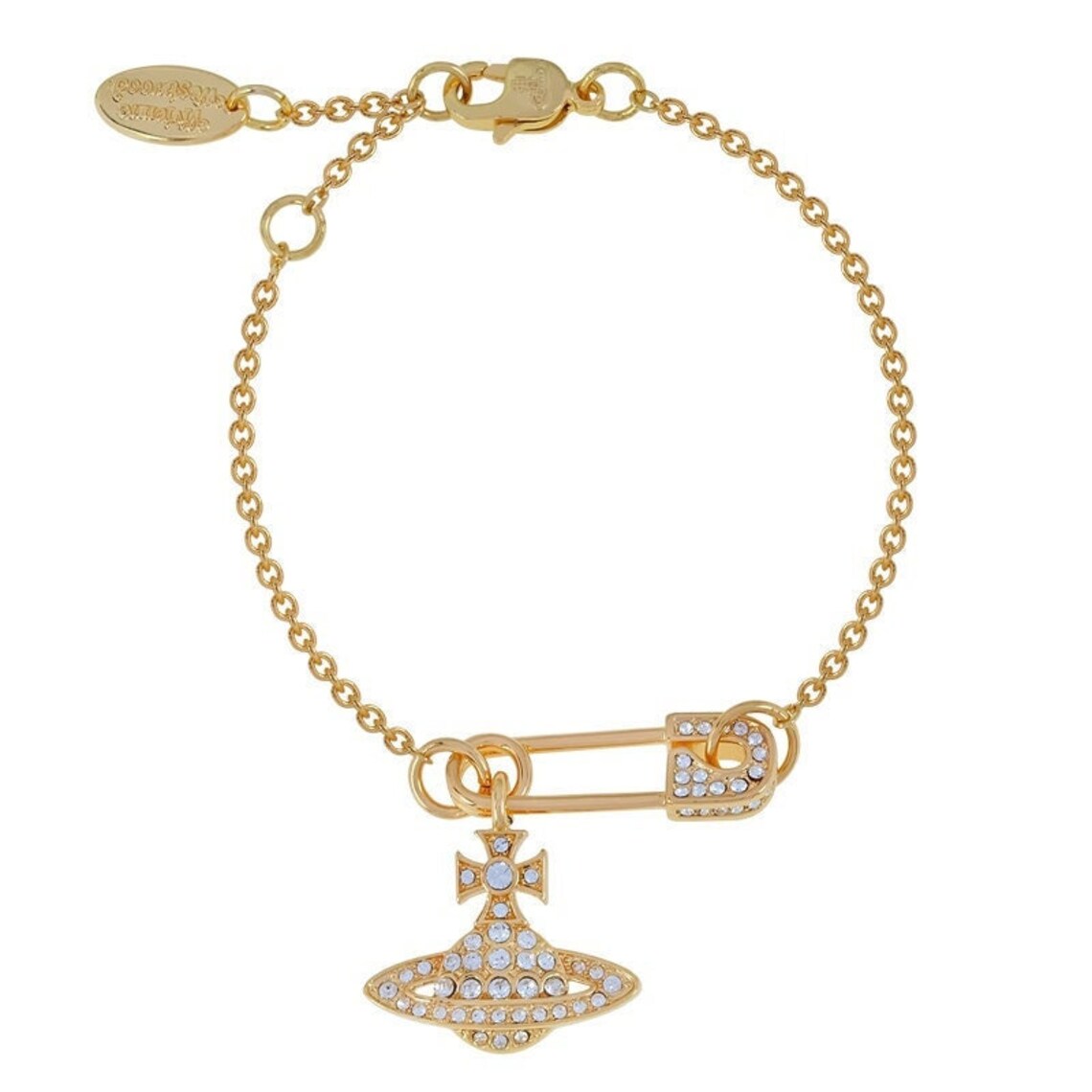 Vivienne Westwood Gold Lucrece Orb Safety Pin Chain Bracelet - Etsy