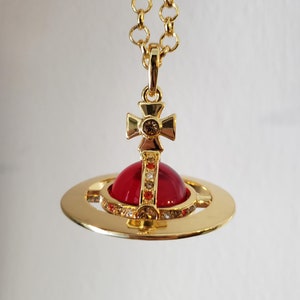 Vivienne Westwood Large Gold and Red 3d Orb Pendant Chain - Etsy