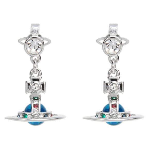 Vivienne Westwood Classic Silver Plated 3D Mini Blue Orb Drop
