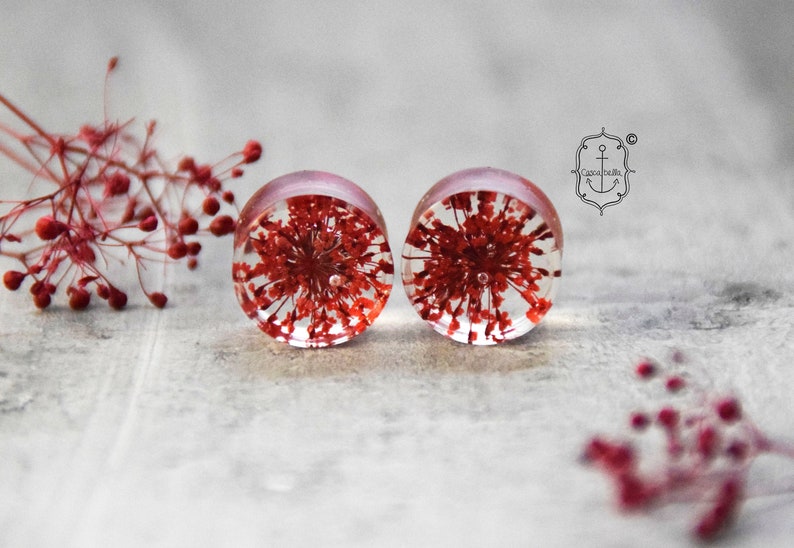 Plugs with real flowers Red
