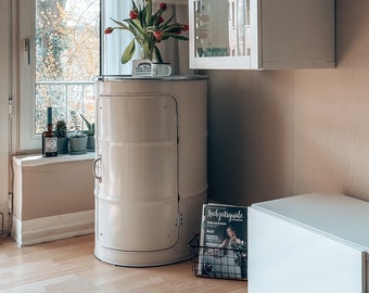 Cabinet made from an oil barrel