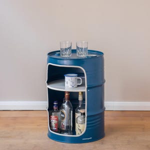Minibar made from small oil drums