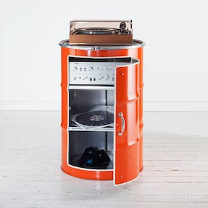 Hi-Fi rack made from an oil barrel