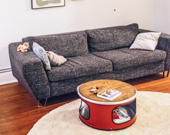 Little Bob - low coffee table made from an oil barrel