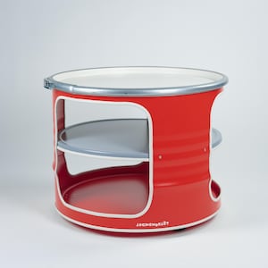 BOB – Mesa de centro hecha con medio bidón de petróleo | Mesa de centro industrial de barril con espacio de almacenamiento | Mesa de centro tipo loft | Diseño de Hamburgo hecho a mano