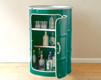 Gran bar casero hecho con un bidón de aceite | Bar casero industrial de barril | Mueble bar | Hecho a mano en Hamburgo | Mueble bar de diseño