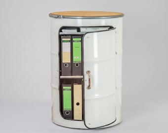 Office Cabinet from Oil Barrel | Industrial Metal Cabinet | Handmade in Hamburg | Various Colors | Metal Furniture | Design Cabinet