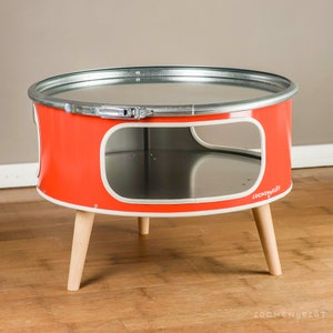 Betty coffee table made of an oil barrel Orange