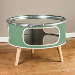 Betty coffee table made of an oil barrel Green