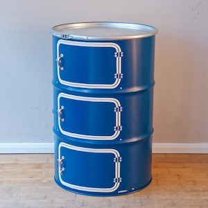 Three door cabinet, made of an oil barrel