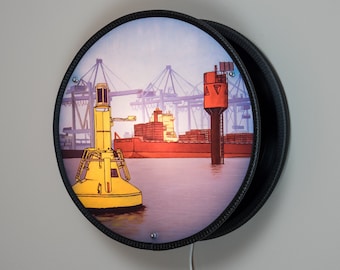 VINYL-O-PLEX "buoy, barrel, terminal" wall lamp made of vinyl records