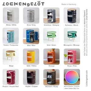 Minibar con puerta de bidón de aceite de Hamburgo | Mueble industrial para salón, loft y bar | Hecho a mano en Hamburgo | Muebles de barril metálico imagen 2
