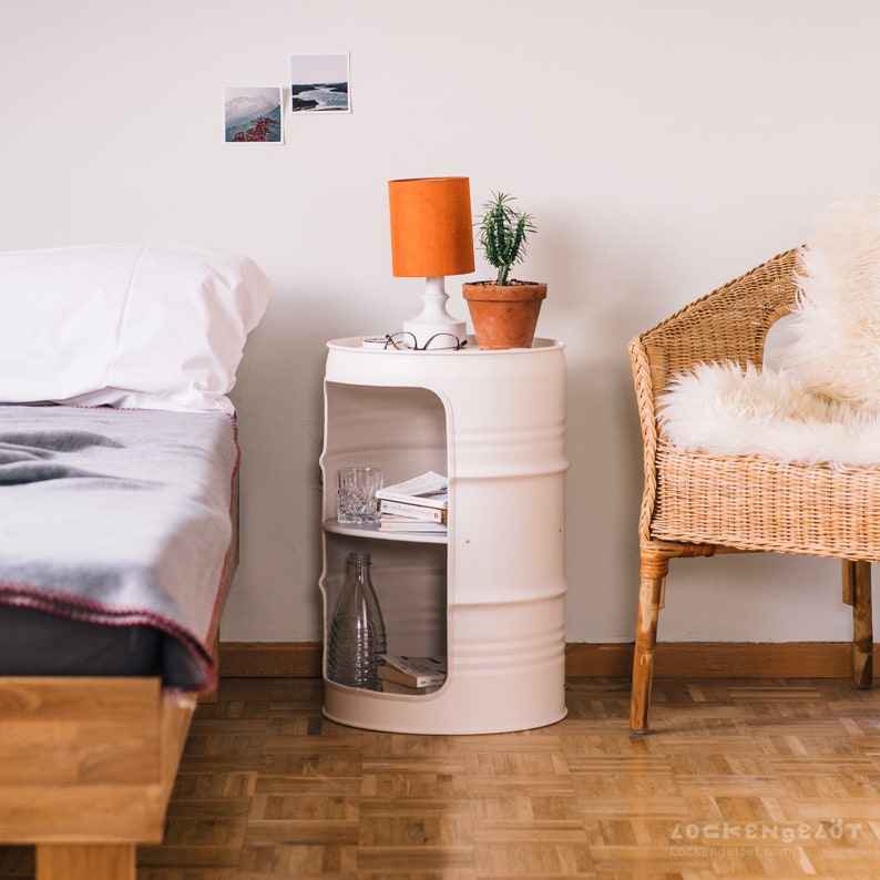 Night stand made from small oil drums White