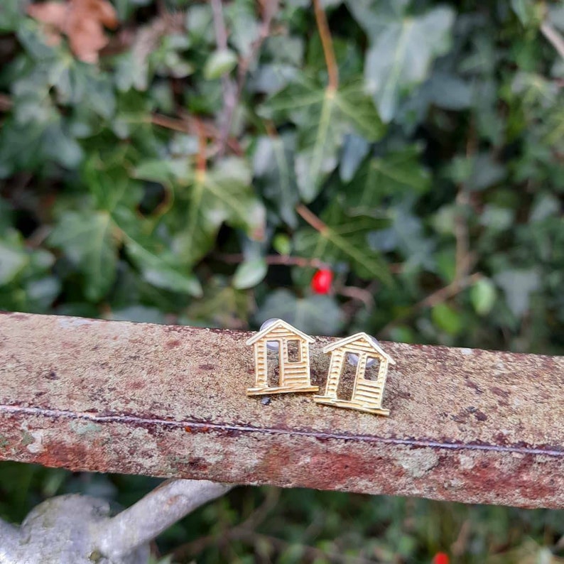 Housewarming House Studs Stay home Irish Ireland New home Gift Cottage Irish Cute Brass earrings Home