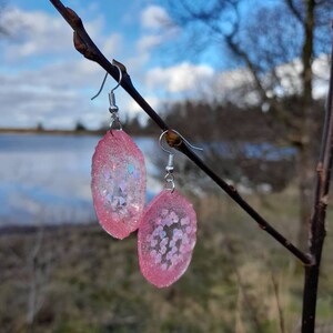 Resin glitter earrings, Sparkle, Unique gifts, Pink, Iridescent,  Love, Gift for her, Ireland