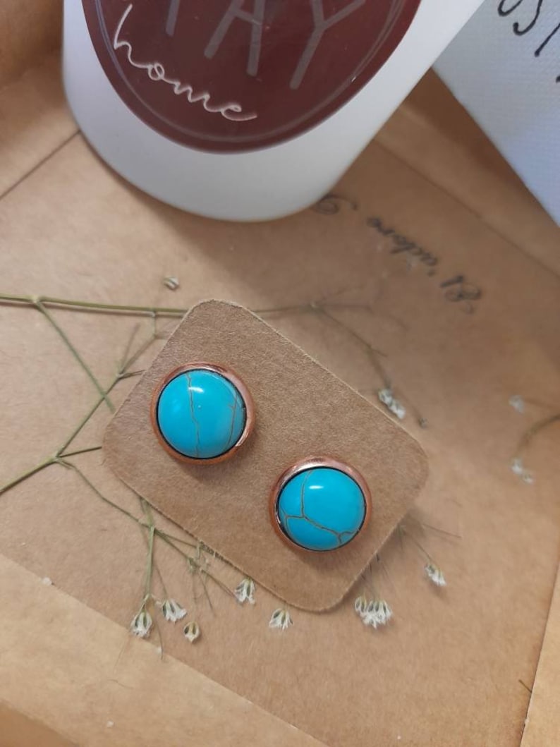 Rose Gold Blue Sparkle Stud earrings set Dublin Ireland Pink Iridescent Turquiose Set of three earrings Druzy