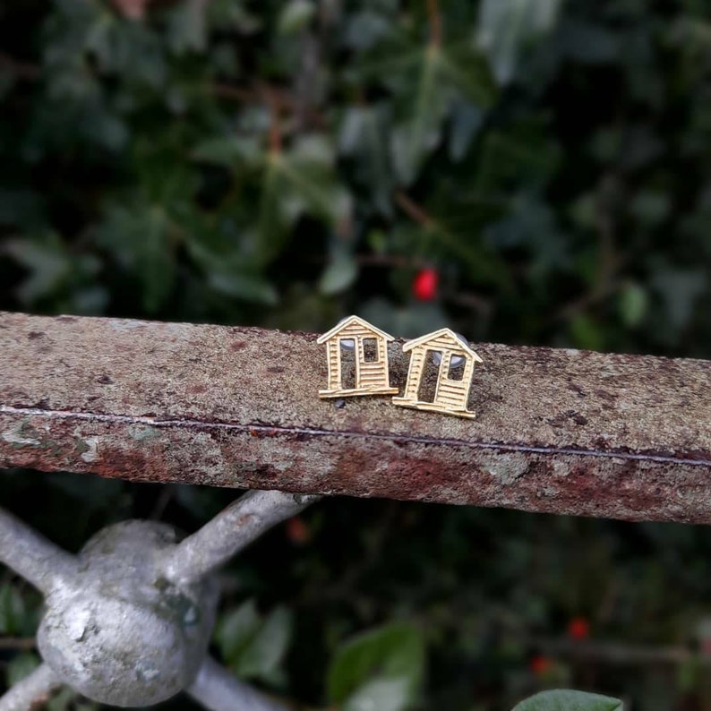 Housewarming House Studs Stay home Irish Ireland New home Gift Cottage Irish Cute Brass earrings Home