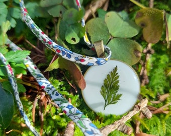 Real Fern Necklace, Liberty of London fabric necklace, Pretty,  Unique gifts, Gift for her, Ireland, Irish, Ferns, Botanical, Wildflowers