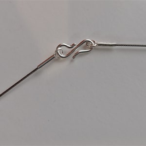 Stainless steel necklace, Ø 0.54 mm, 1 row, fine flexible jewelry rope, narrow S-hook clasp in silver, rope necklace for various pendants