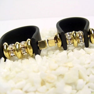 Statementring Cocktailring schwarzer Gummi und Edelstahl/ Gold. Individueller aussergewöhnlicher Ring Silvester Party Hochzeit  Prunk