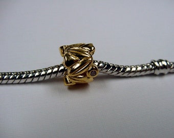 925 Sterling Silber vergoldet Charm Perle  kompatibel mit allen gängigen Sammelarmbändern Frauen Mädchen Mama Geburtstag Geschenk