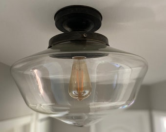 14" School House Semi-Flush - Clear