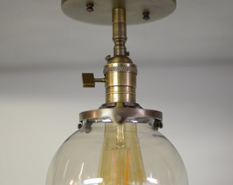 Mid Century Clear Glass Ball Light