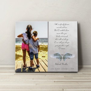 PERSONALIZED Loss of Sibling Memorial Keepsake Canvas Print, Loss of Family Member Canvas Print, Sympathy Gift, Custom Memorial Gift Print