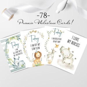 78 Safari Preemie Milestone Cards For BOY, Gift for Preemie Parents, NICU Photo Prop Cards, Micro Preemie Milestones, Instant Download, SAF