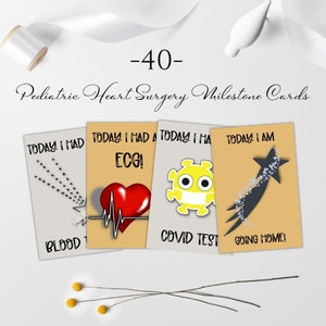 Cartes d'étapes unisexes pédiatriques, accessoires photo de chirurgie cardiaque, cartes d'étapes de chirurgie juvénile, cartes de voyage photo de guerrier cardiaque